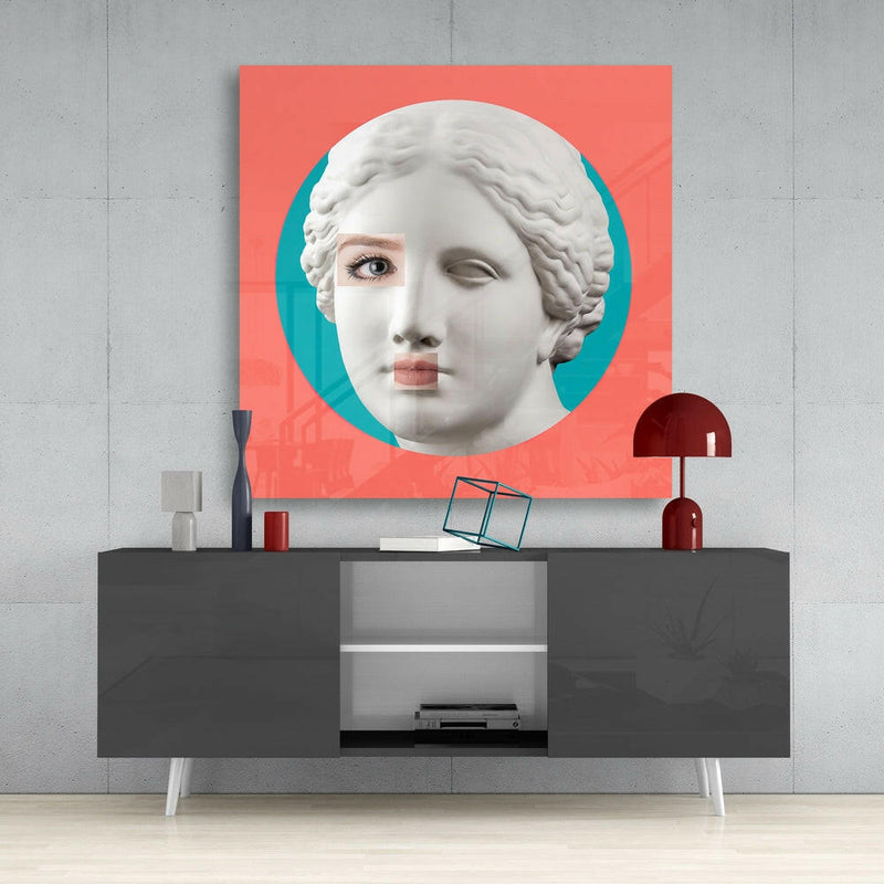 Female Face Sculpture Glass Wall Art
