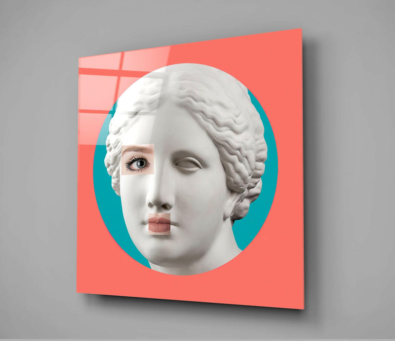 Female Face Sculpture Glass Wall Art