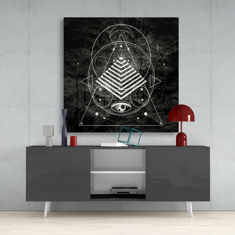 Lines of the Triangle Glass Wall Arts