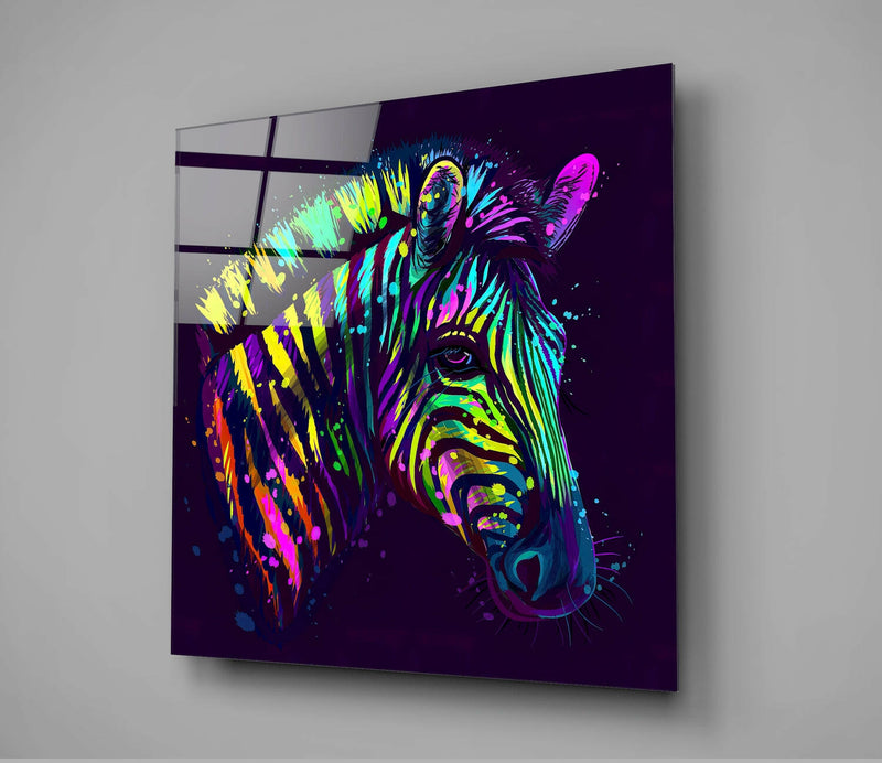 Colorful Zebra Glass Wall Art