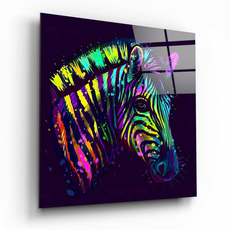 Colorful Zebra Glass Wall Art