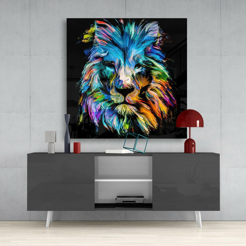 Blue Lion Glass Wall Art