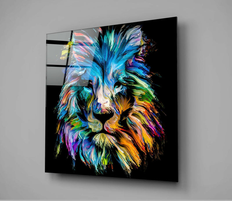 Blue Lion Glass Wall Art