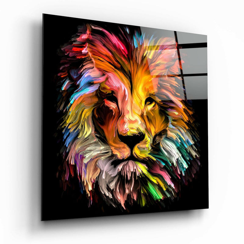 Yellow Lion Glass Wall Art