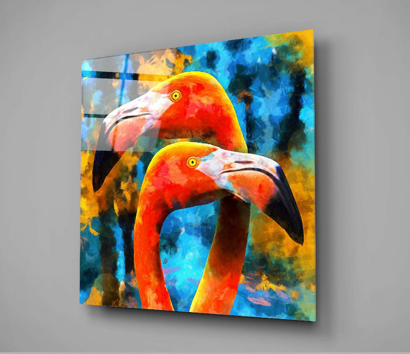Flamingos Glass Wall Art