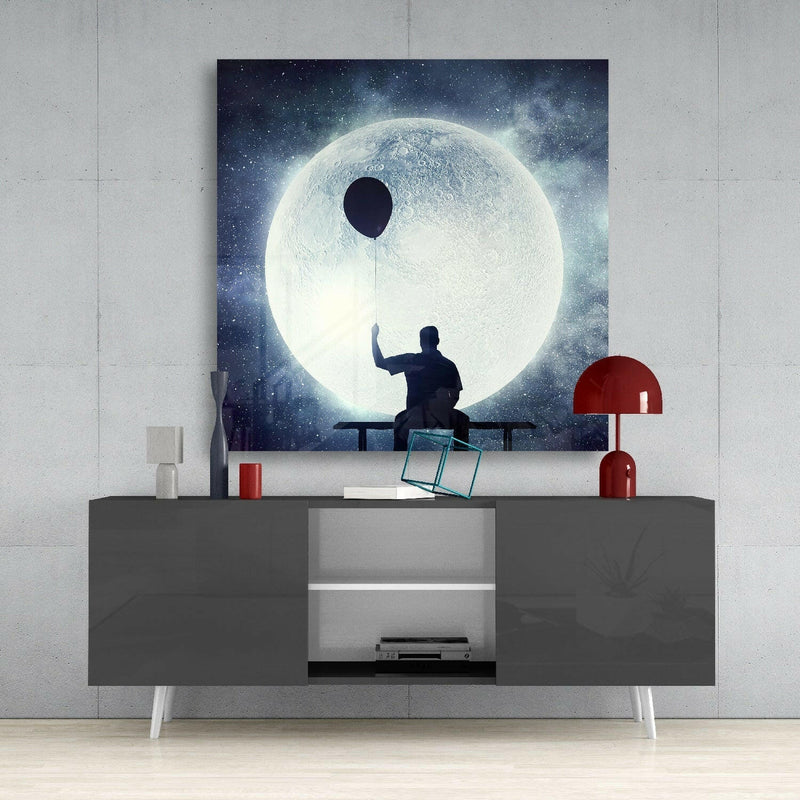 Full Moon Glass Wall Art