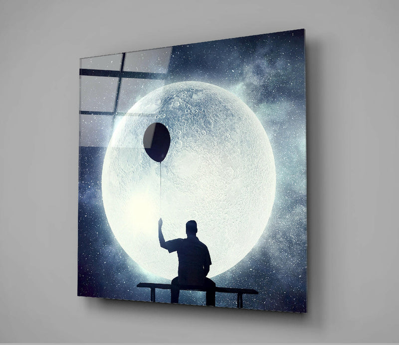 Full Moon Glass Wall Art