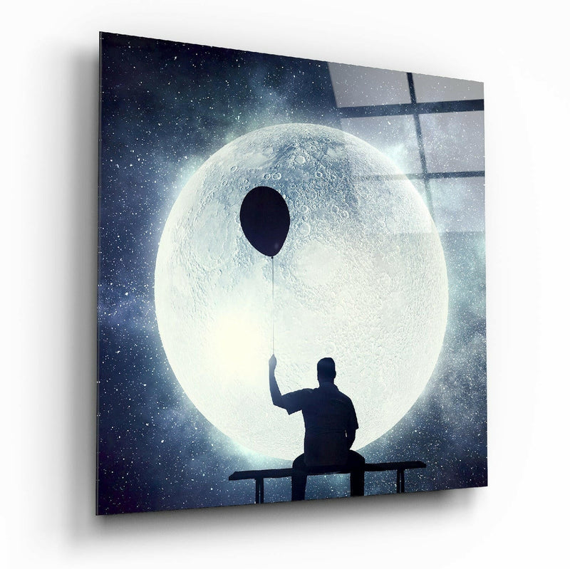Full Moon Glass Wall Art
