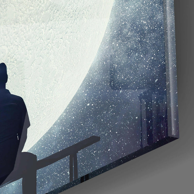 Full Moon Glass Wall Art