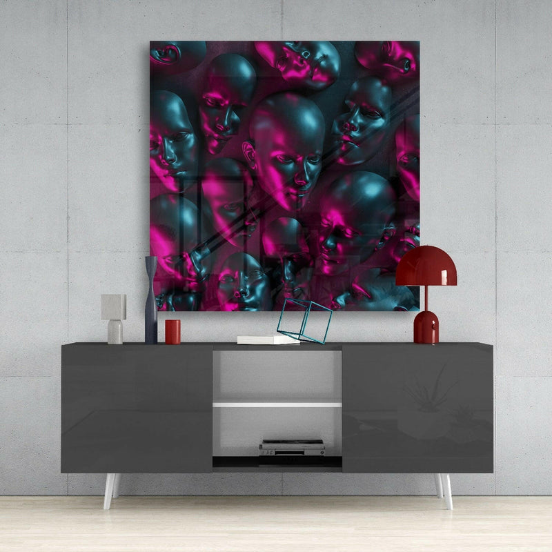Metallic Faces Glass Wall Art