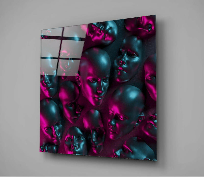 Metallic Faces Glass Wall Art