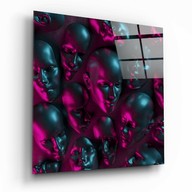 Metallic Faces Glass Wall Art