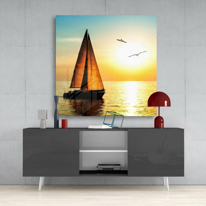 Sailboat Glass Wall Art