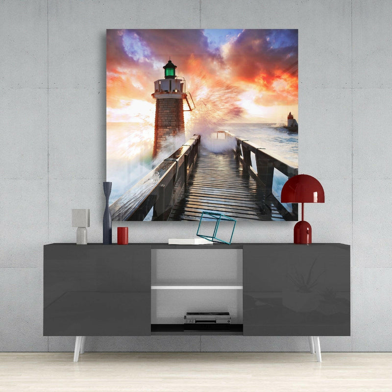 Lighthouse Glass Wall Art