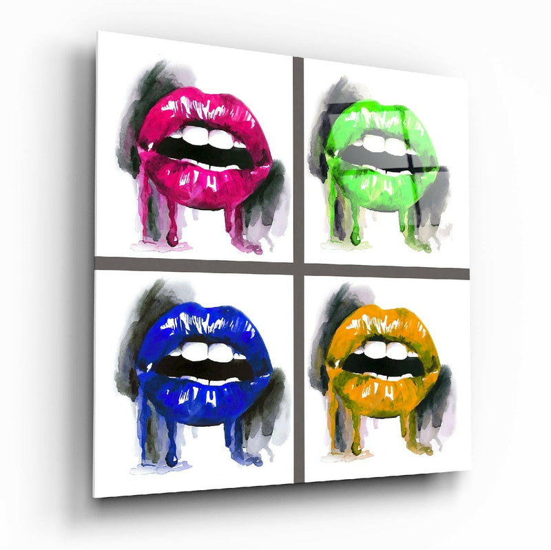 Colored Lips Glass Wall Art