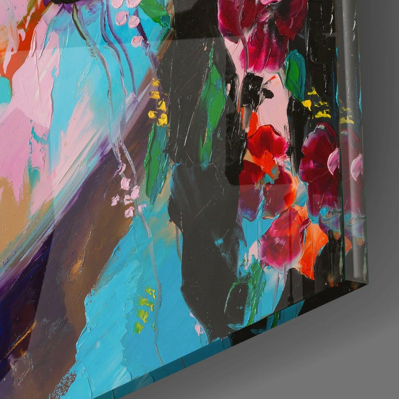 Floral Woman Glass Wall Art