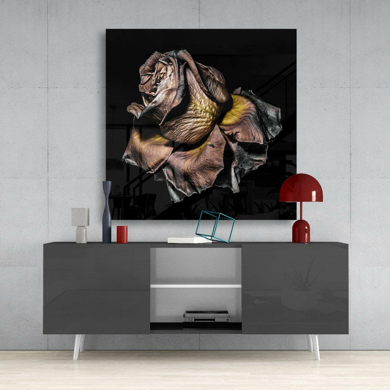 Dried Rose Glass Wall Art