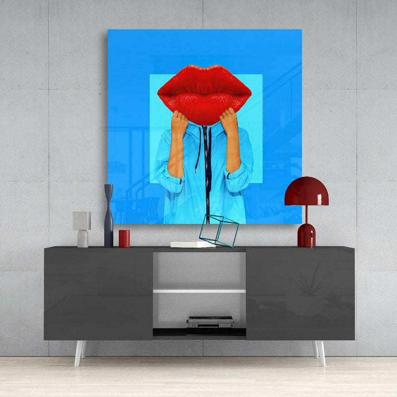 Lip Head Glass Wall Art