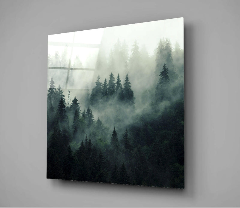 Foggy Forest Glass Wall Art