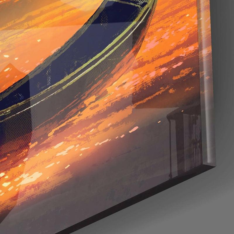 Red Moon Glass Wall Art