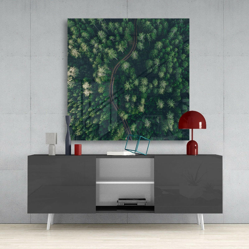 Forest Road Glass Wall Art