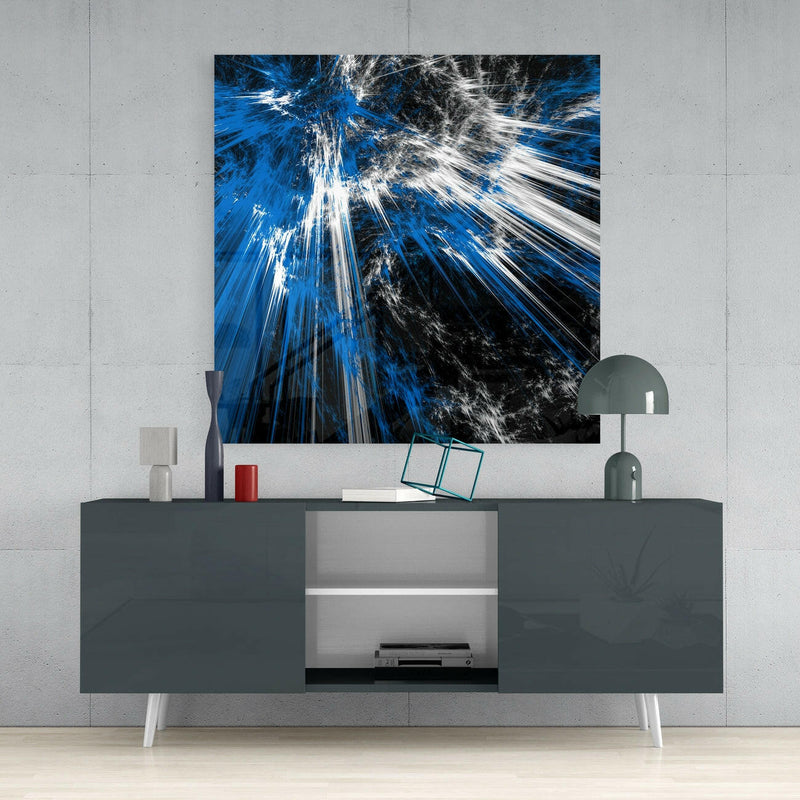 Blue Explosion Glass Wall Art