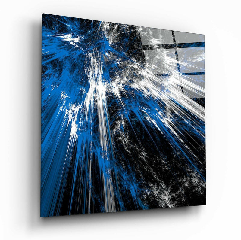 Blue Explosion Glass Wall Art
