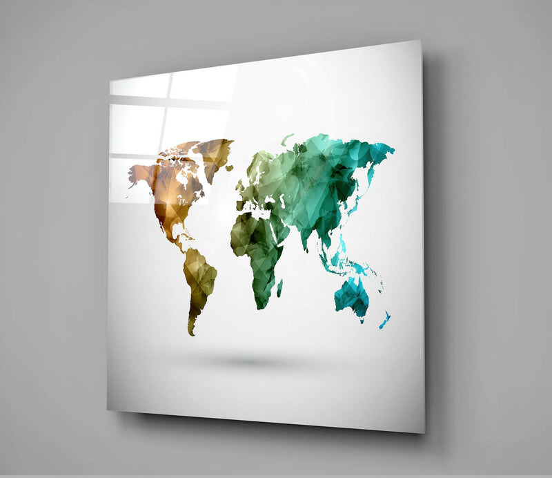 World Map Glass Wall Art