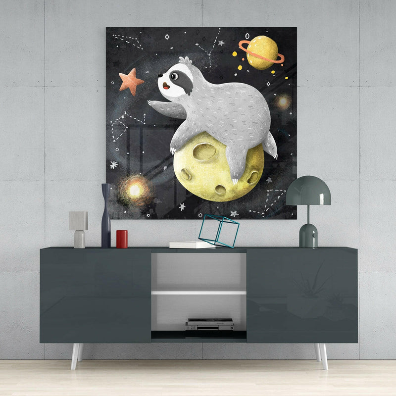 Laziness on the Moon Glass Wall Art