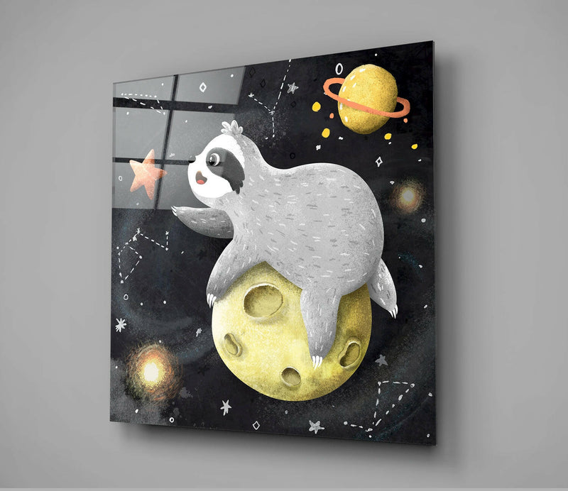 Laziness on the Moon Glass Wall Art
