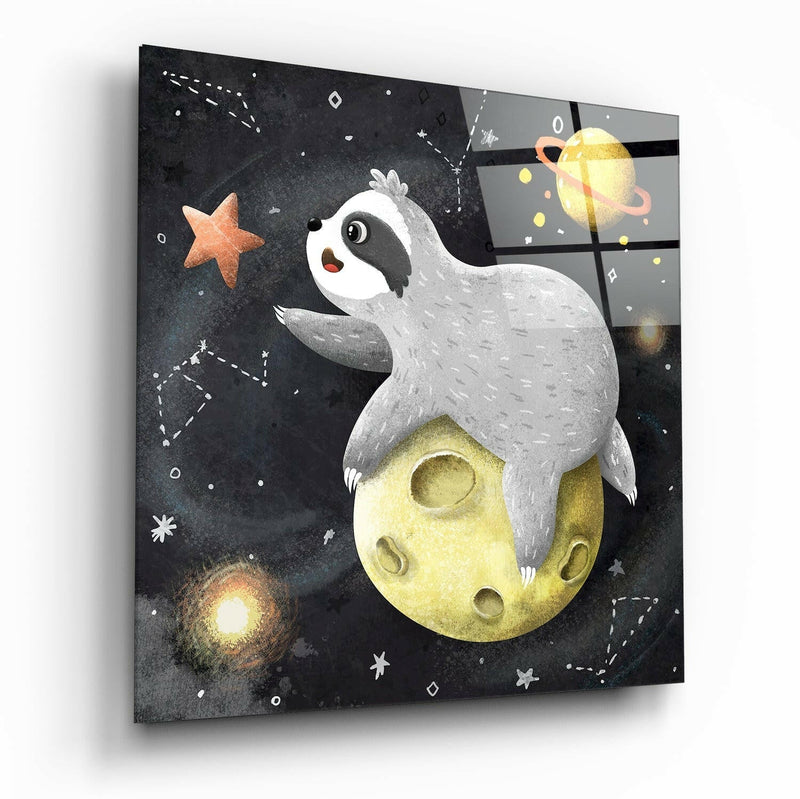Laziness on the Moon Glass Wall Art
