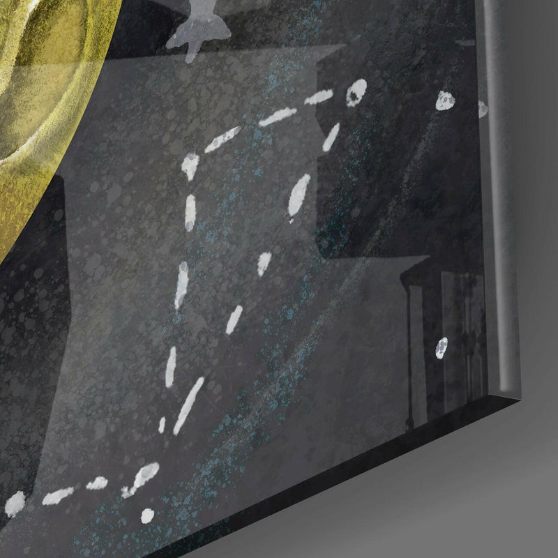 Laziness on the Moon Glass Wall Art