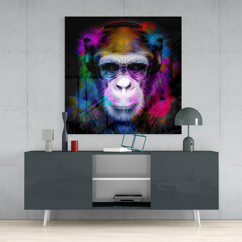 Intellectual Monkey Glass Wall Art