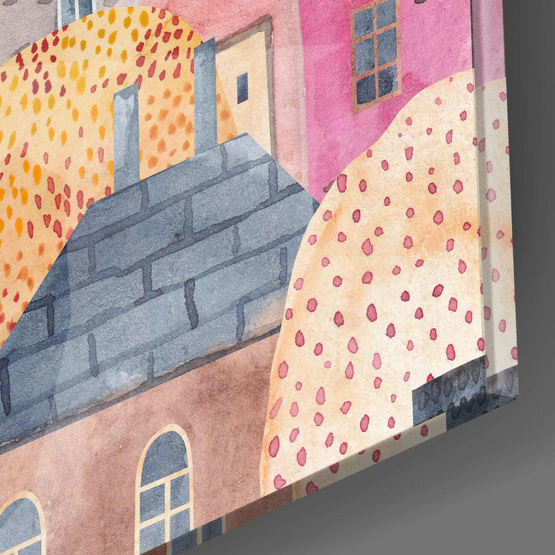Cute Houses Glass Wall Art