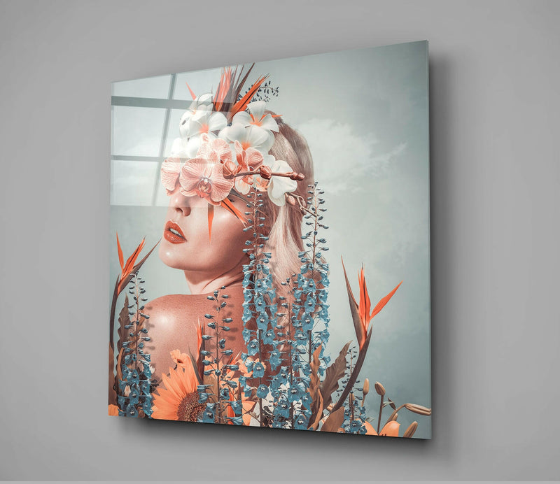 In The Flowers Glass Wall Art