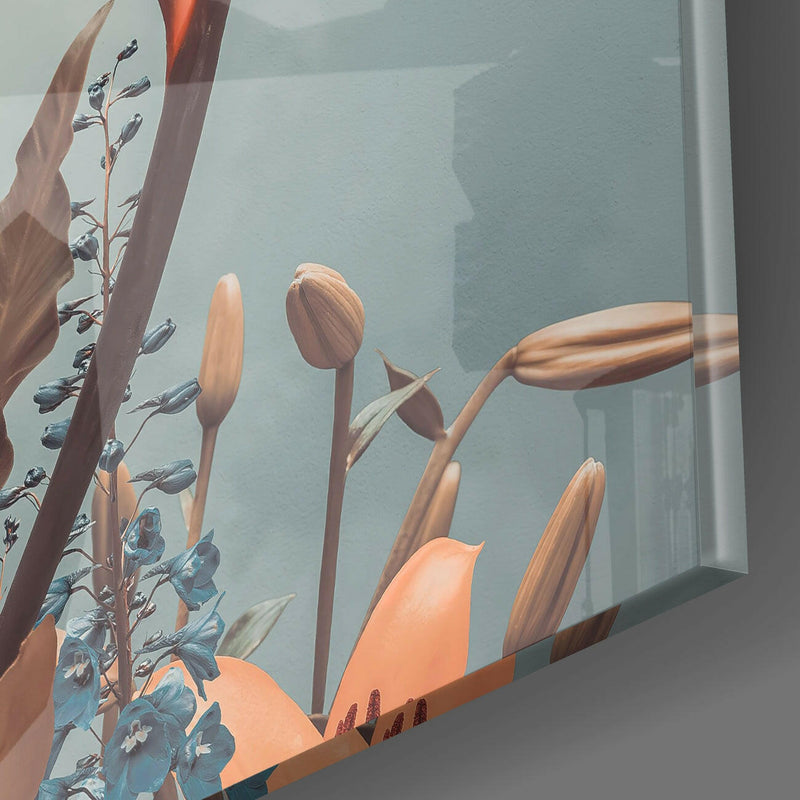 In The Flowers Glass Wall Art