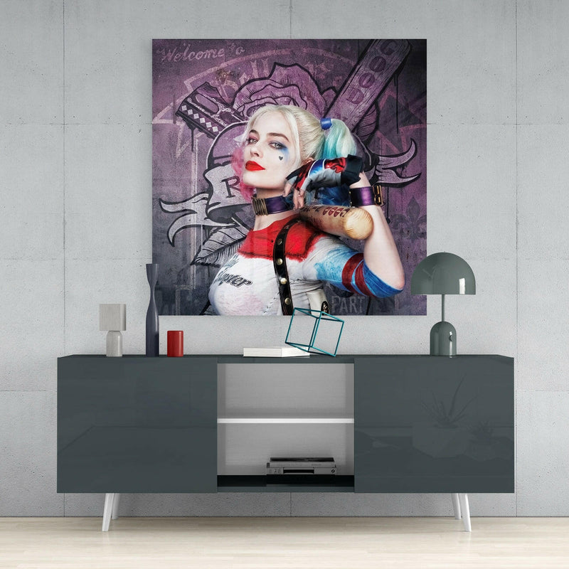 Harley Quinn Glass Wall Art