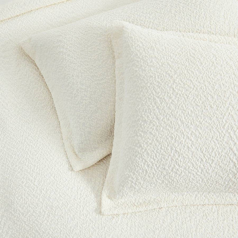 King Size 3-Piece Off White Boucle Duvet Cover Set