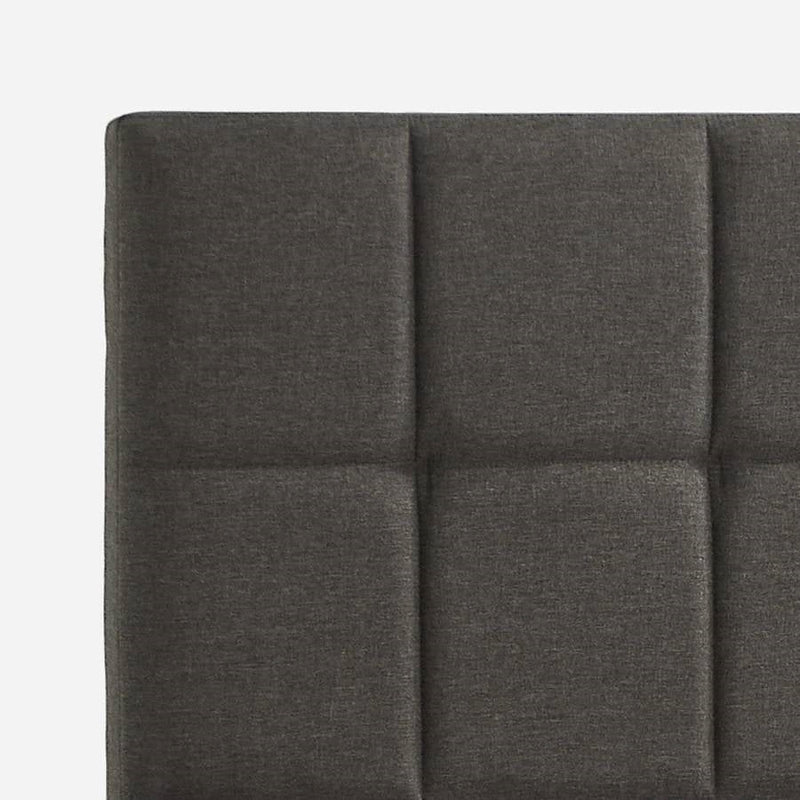 King size Grey Upholstered Platform Bed Frame with Padded Headboard