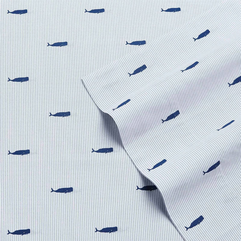 King size Coastal Beach 100-Percent Cotton Navy Blue White Stripe Sheet Set