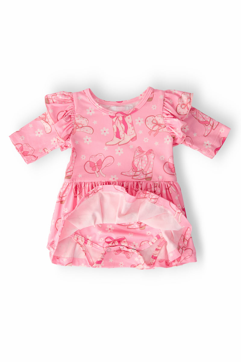Howdy 3/4 Sleeve Flutter Twirl Bodysuit