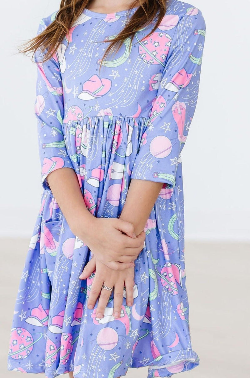 SALE Neon Moon 3/4 Sleeve Pocket Twirl Dress