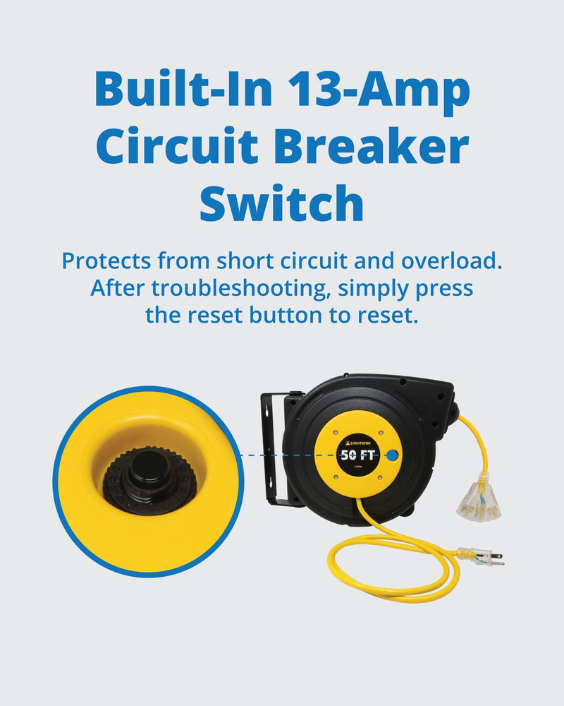Retractable Extension Cord Reel 50ft