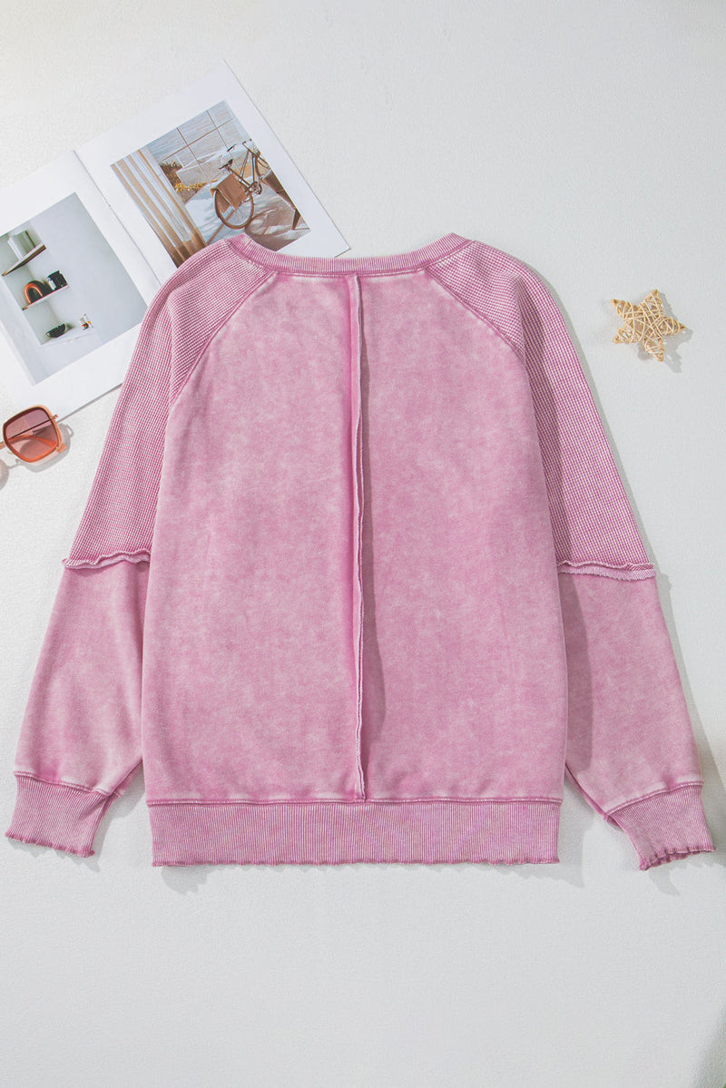 Jolie Waffle Exposed Seam Raglan Sweatshirt