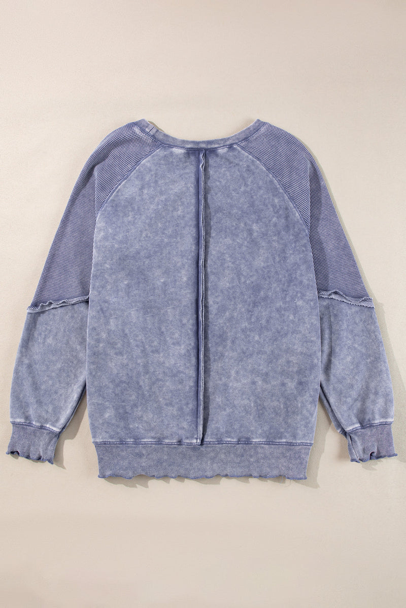 Jolie Waffle Exposed Seam Raglan Sweatshirt