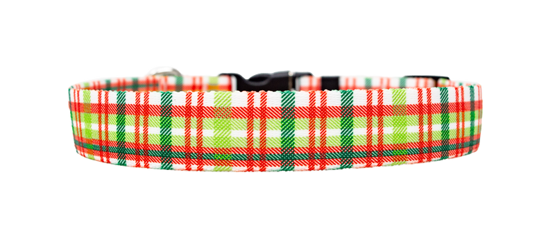 Light Christmas Plaid Dog Collar