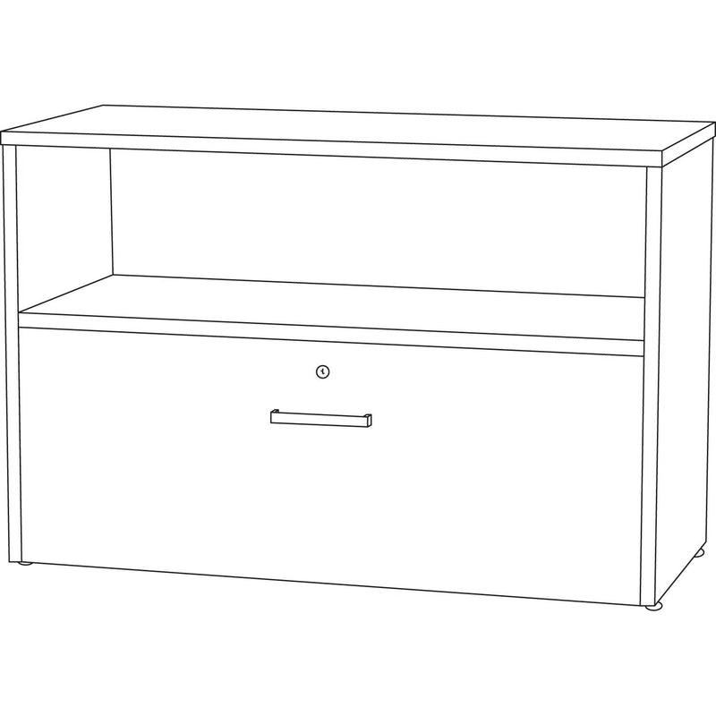 Linea Italia Urban 36" Credenza, Bottom Pedestal, 35.25w x 15.25d x 23.75h, Natural Walnut