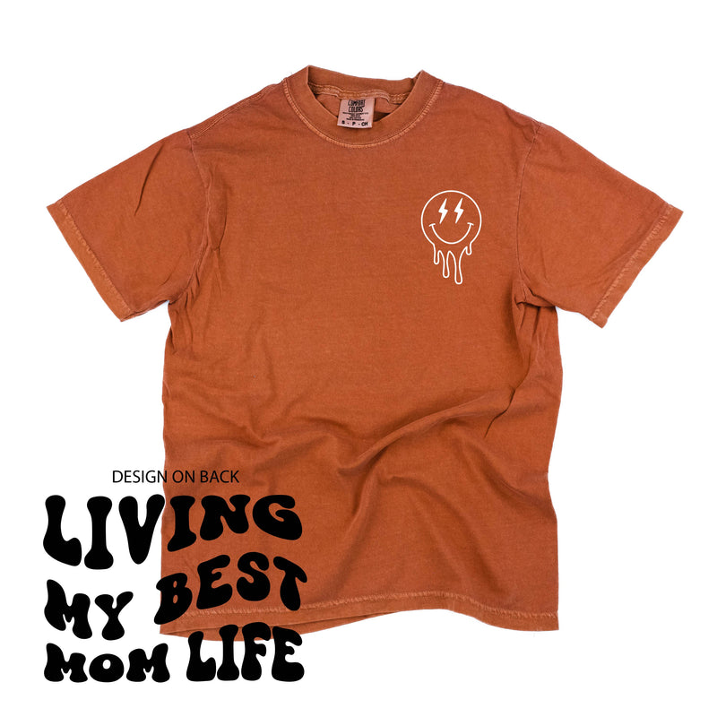 Melting Motherhood - Living My Best Mom Life - (w/ Melty Lightning Eyes) - Comfort Colors Tee