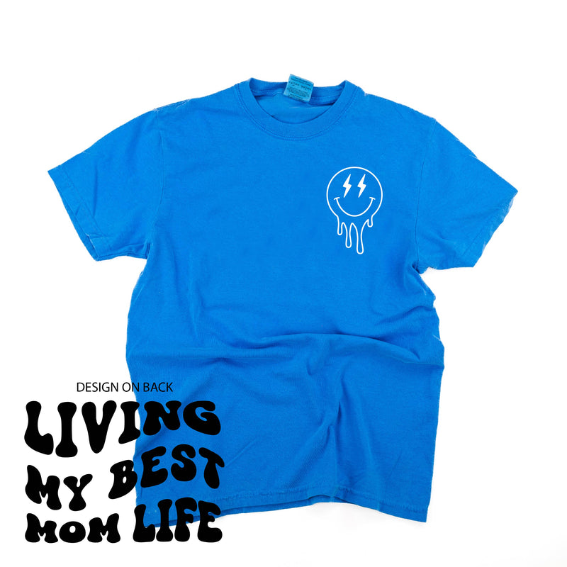 Melting Motherhood - Living My Best Mom Life - (w/ Melty Lightning Eyes) - Comfort Colors Tee