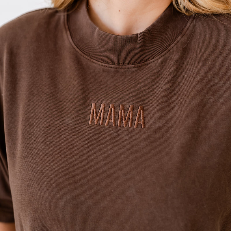Essential Heavyweight MAMA Tee - Tone on Tone Embroidered